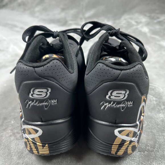 Skechers Shoes Women's 9 JGoldcrown Metallic Love Black Gold Slip Resistant - Picture 4 of 11